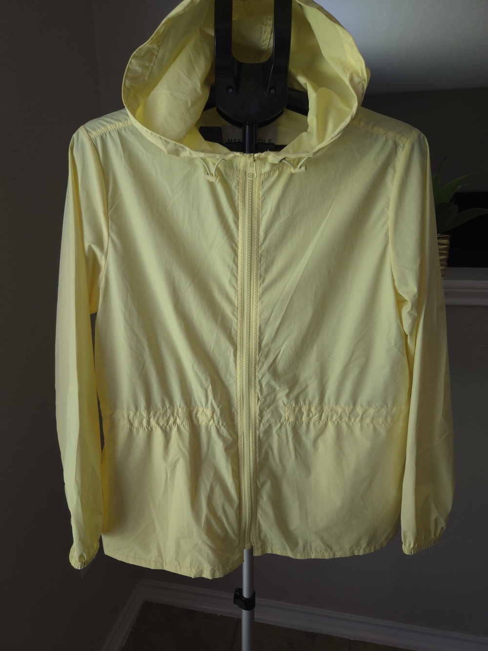 J. CREW Lightweight Yellow Hooded Windbreaker Jacket